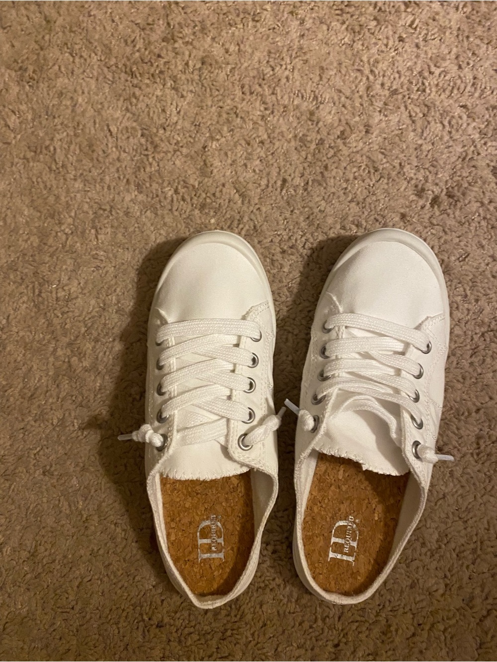 White Slip-On Canvas Sneakers with Cork Insole